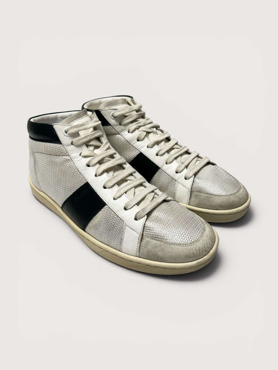 Saint Laurent Paris by Hedi Slimane  FW2013 SL/03M Leather-Trimmed Mid-Top Sneakers