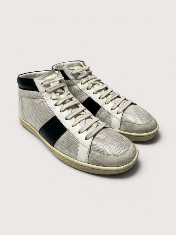 Saint Laurent Paris by Hedi Slimane  FW2013 SL/03M Leather-Trimmed Mid-Top Sneakers