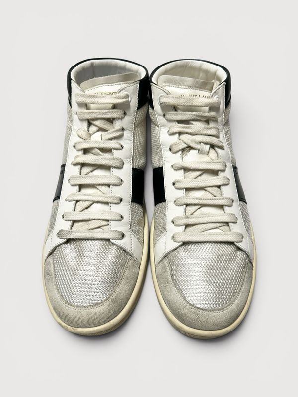 Saint Laurent Paris by Hedi Slimane  FW2013 SL/03M Leather-Trimmed Mid-Top Sneakers