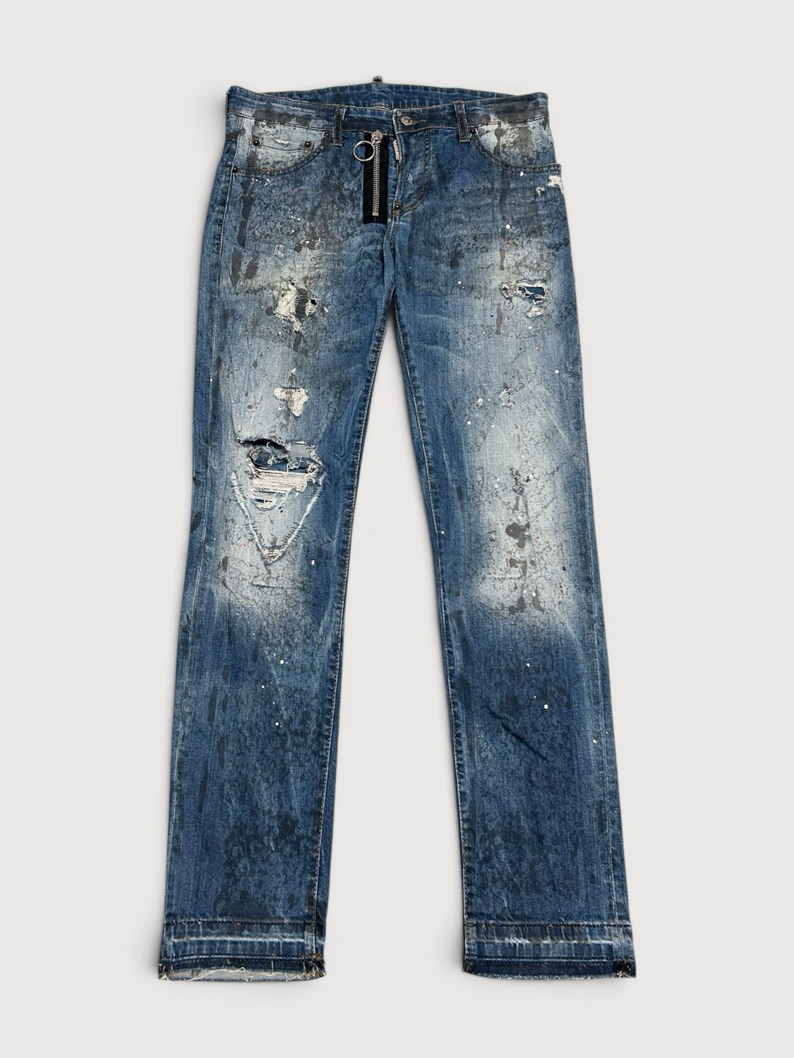 Dsquared2 by Dean &amp; Dan Caten  FW2016 Paint Splatter Zip Denim