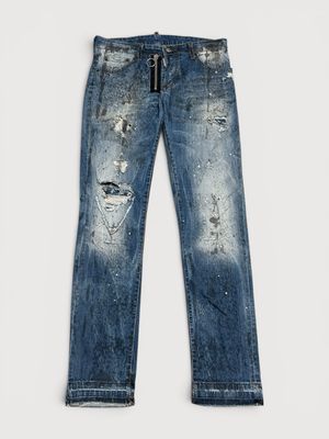 Dsquared2 by Dean &amp; Dan Caten  FW2016 Paint Splatter Zip Denim