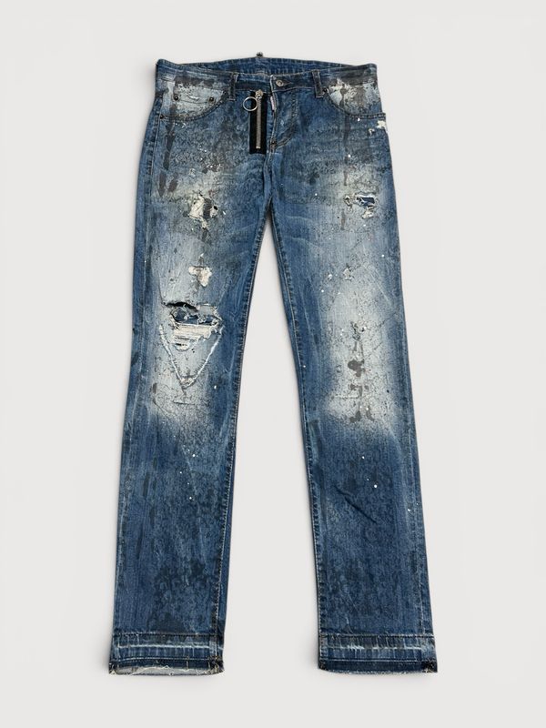 Dsquared2 by Dean &amp; Dan Caten  FW2016 Paint Splatter Zip Denim