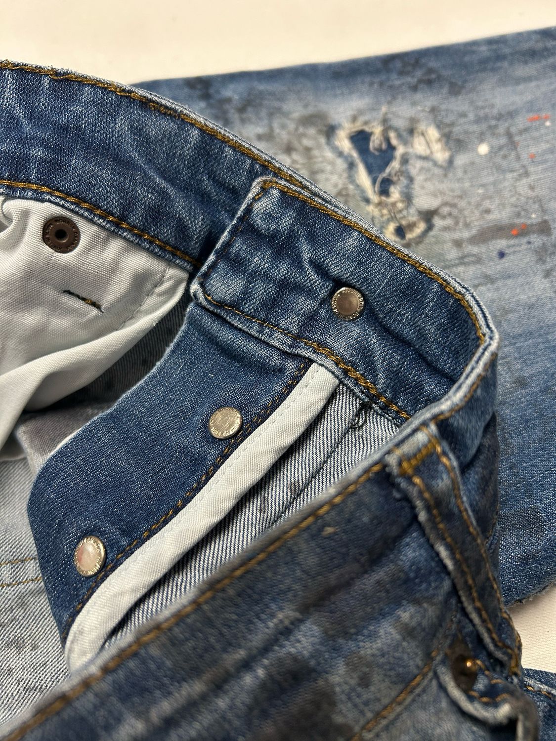 Dsquared2 by Dean &amp; Dan Caten  FW2016 Paint Splatter Zip Denim