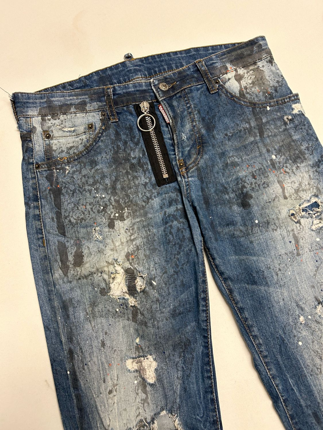 Dsquared2 by Dean &amp; Dan Caten  FW2016 Paint Splatter Zip Denim