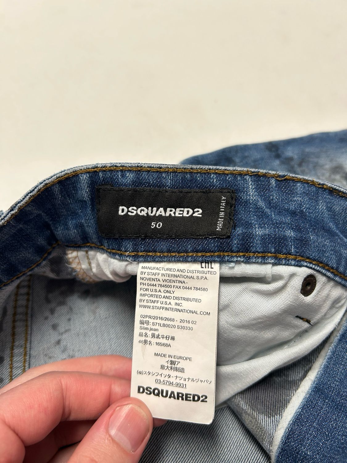 Dsquared2 by Dean &amp; Dan Caten  FW2016 Paint Splatter Zip Denim