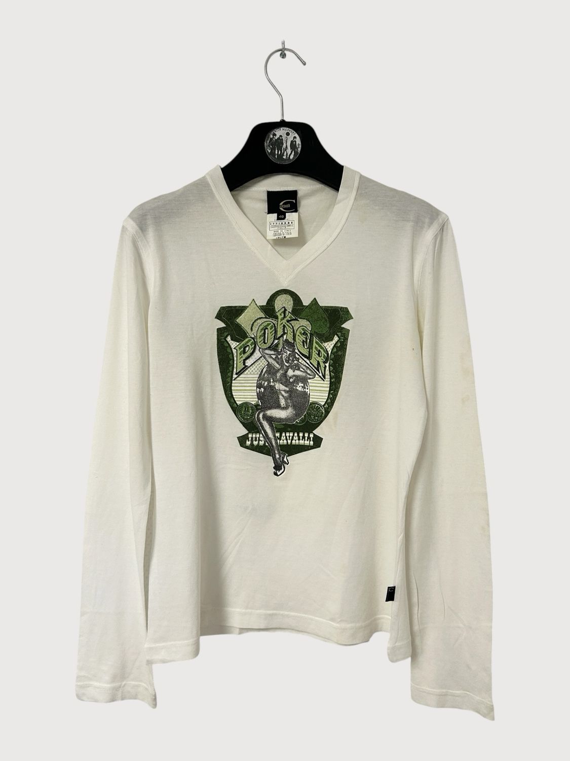 Cavalli 2000s “Poker Girl” V-Neck Longsleeve