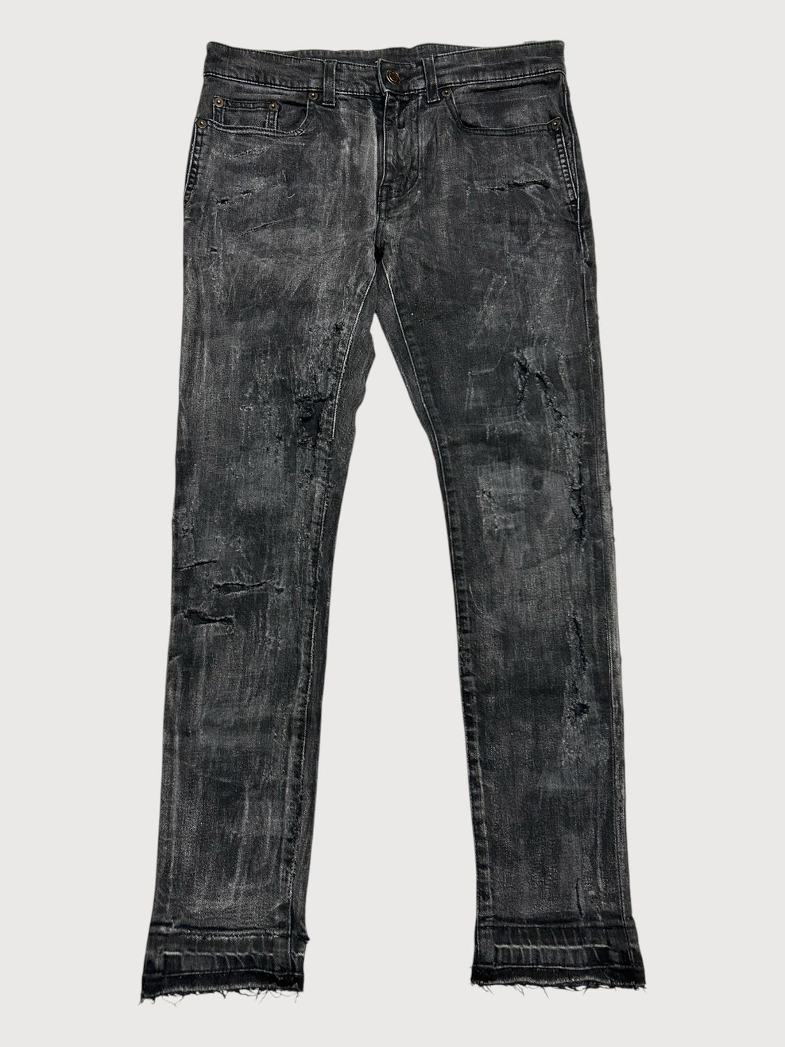 Saint Laurent Paris by Anthony Vaccarello FW2018 D02 Distressed Waxed Denim