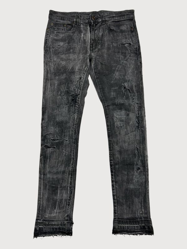 Saint Laurent Paris by Anthony Vaccarello FW2018 D02 Distressed Waxed Denim