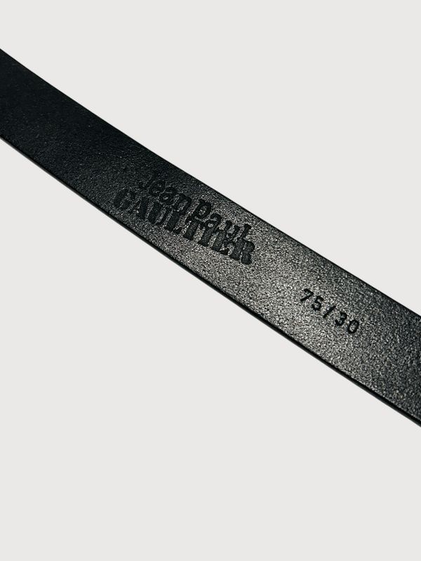 Jean Paul Gaultier "Orbit-Cage" Logo Leather Belt