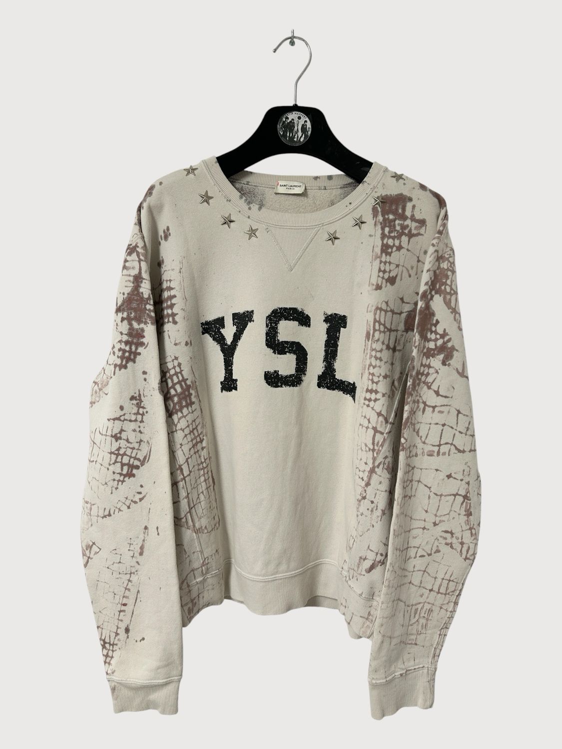 Saint Laurent Paris by Anthony Vaccarello SS2022 YSL Logo Studded Sweatshirt