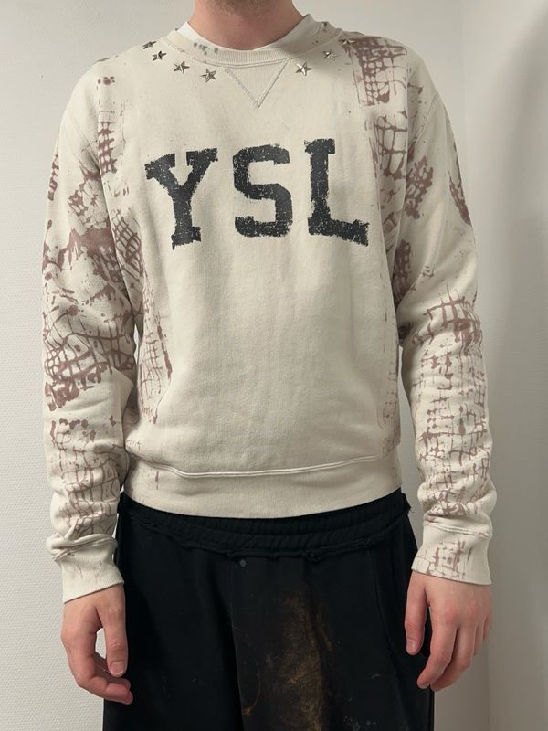 Saint Laurent Paris by Anthony Vaccarello SS2022 YSL Logo Studded Sweatshirt