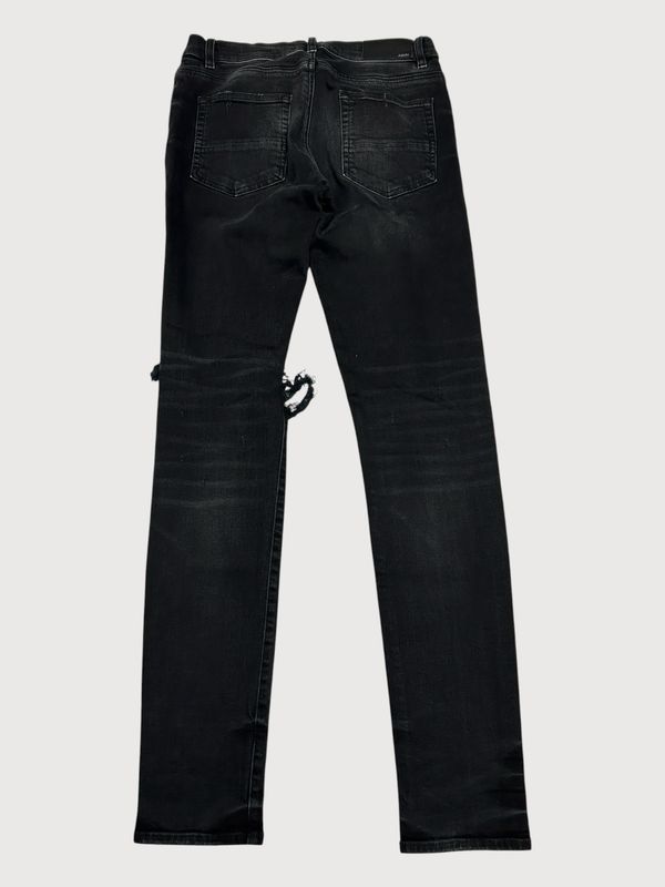 Amiri Distressed MX1 Black Whiskered Denim