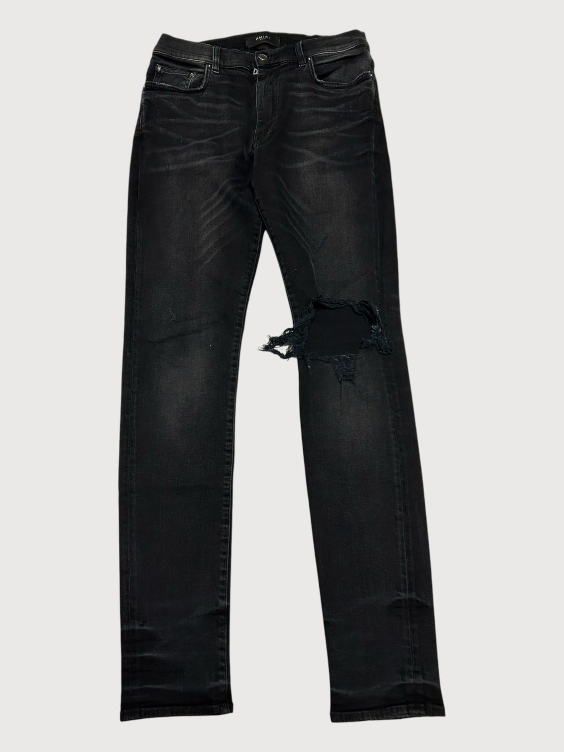 Amiri Distressed MX1 Black Whiskered Denim