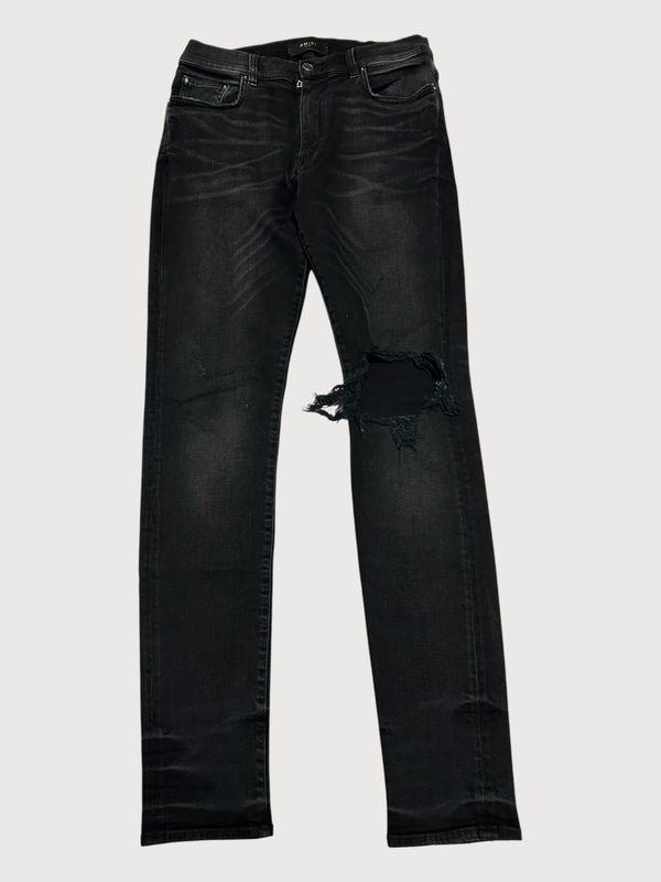 Amiri Distressed MX1 Black Whiskered Denim