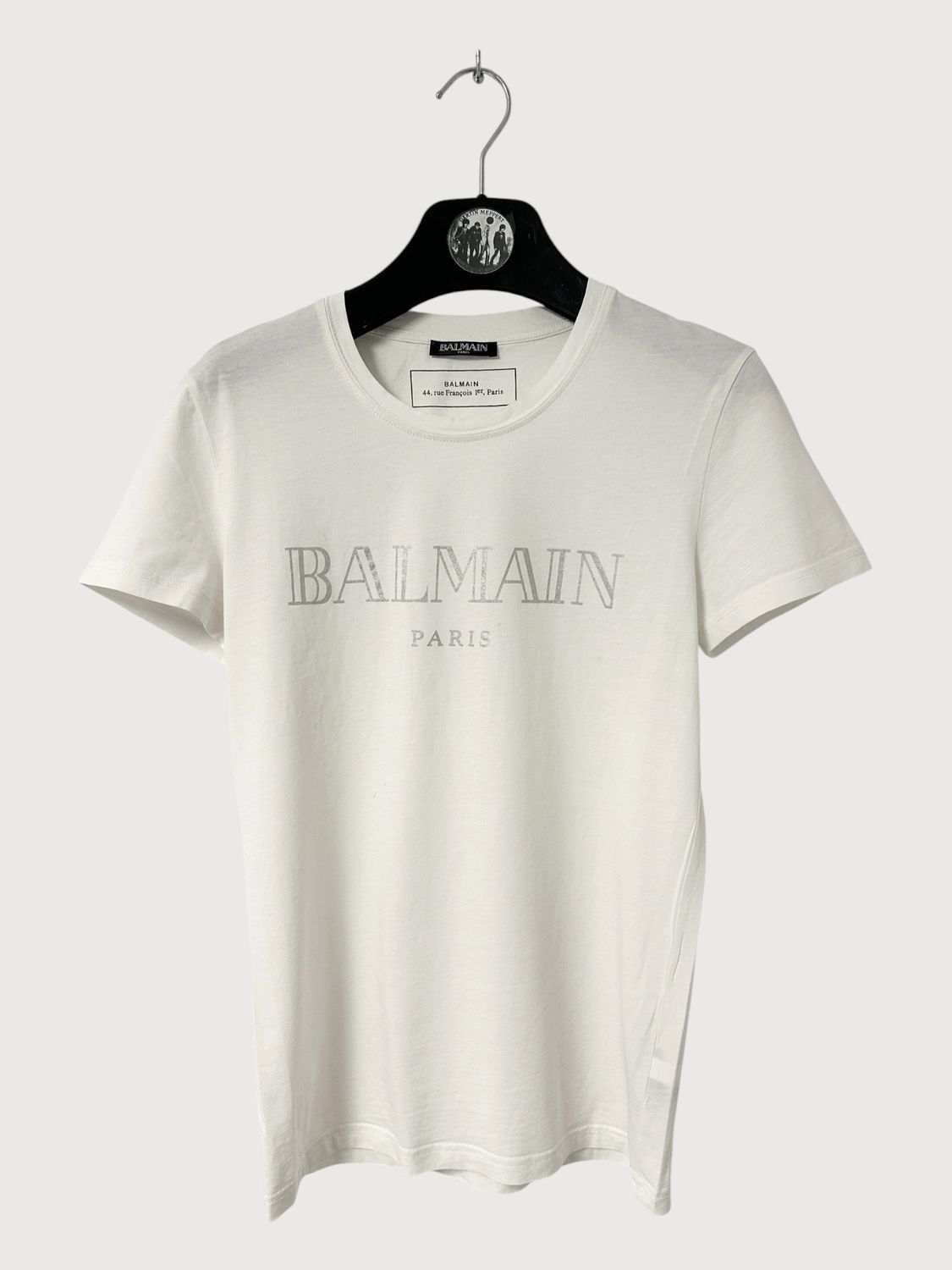 Balmain by Olivier Rousteing 2017 Metallic Silver Logo T-Shirt