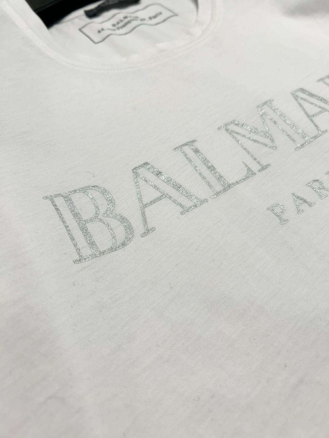 Balmain by Olivier Rousteing 2017 Metallic Silver Logo T-Shirt