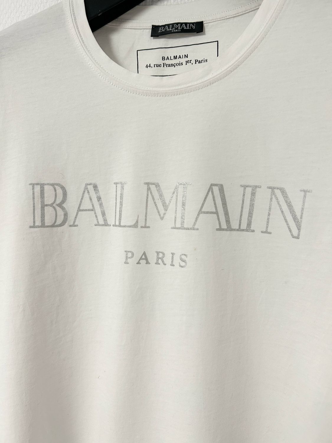 Balmain by Olivier Rousteing 2017 Metallic Silver Logo T-Shirt