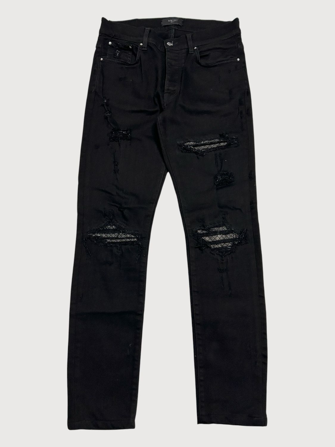 Amiri MX1 Leather Repair Black Denim