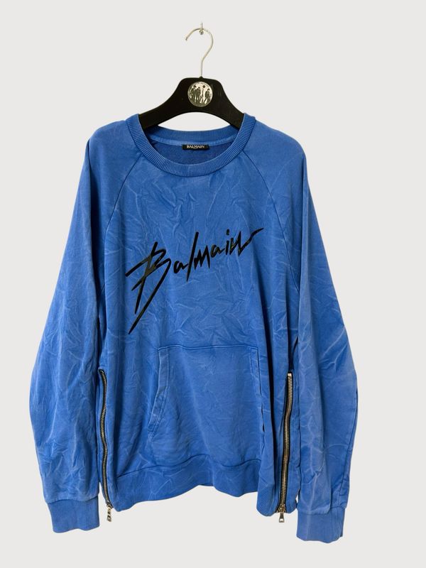 Balmain by Olivier Rousteing FW2013 Side Zip Logo Sweatshirt Balmain by Olivier Rousteing FW2013 Side Zip Logo Sweatshirt