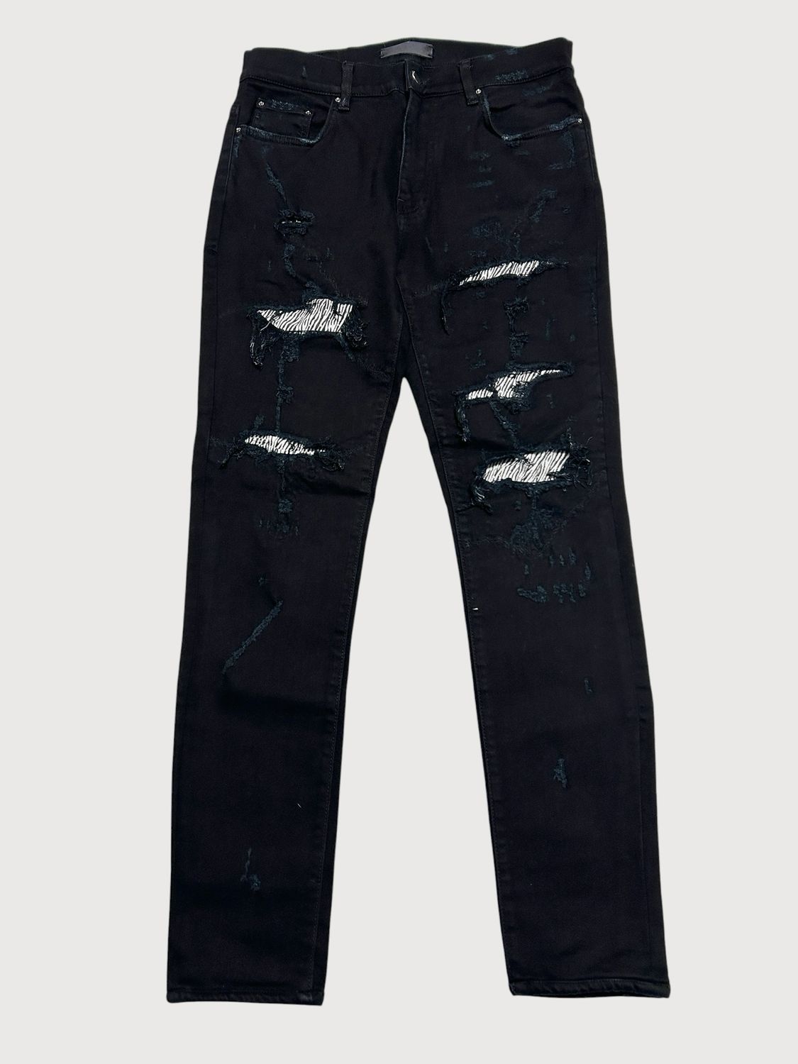 Amiri MX1 Black Sequin Repair Denim