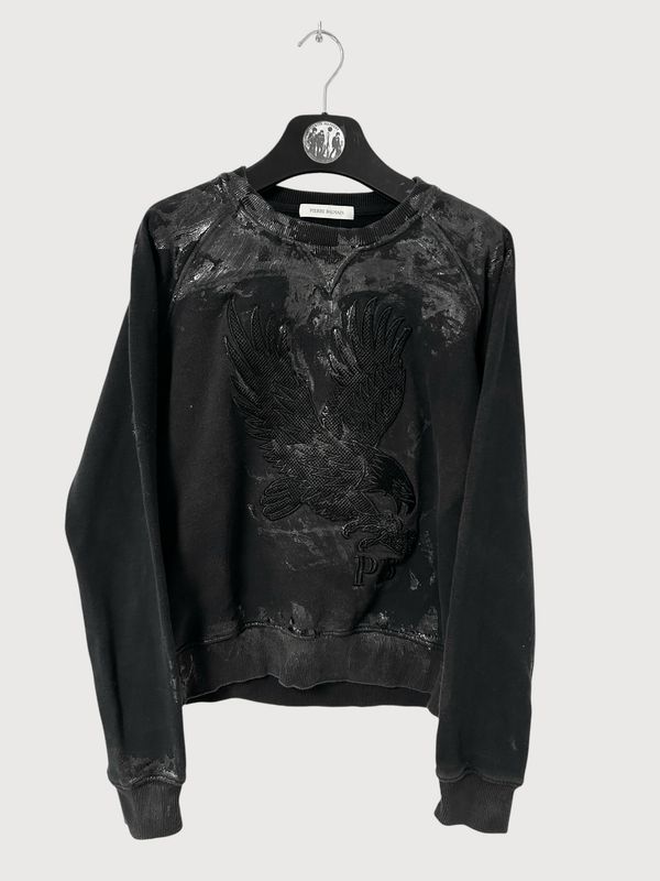Balmain 2011 Embroidered Eagle Logo Waxed Crewneck Balmain 2011 Embroidered Eagle Logo Waxed Crewneck