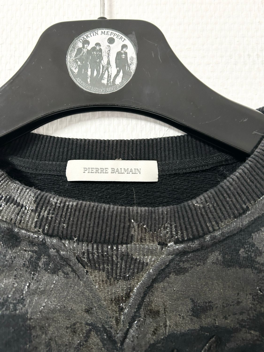 Balmain 2011 Embroidered Eagle Logo Waxed Crewneck