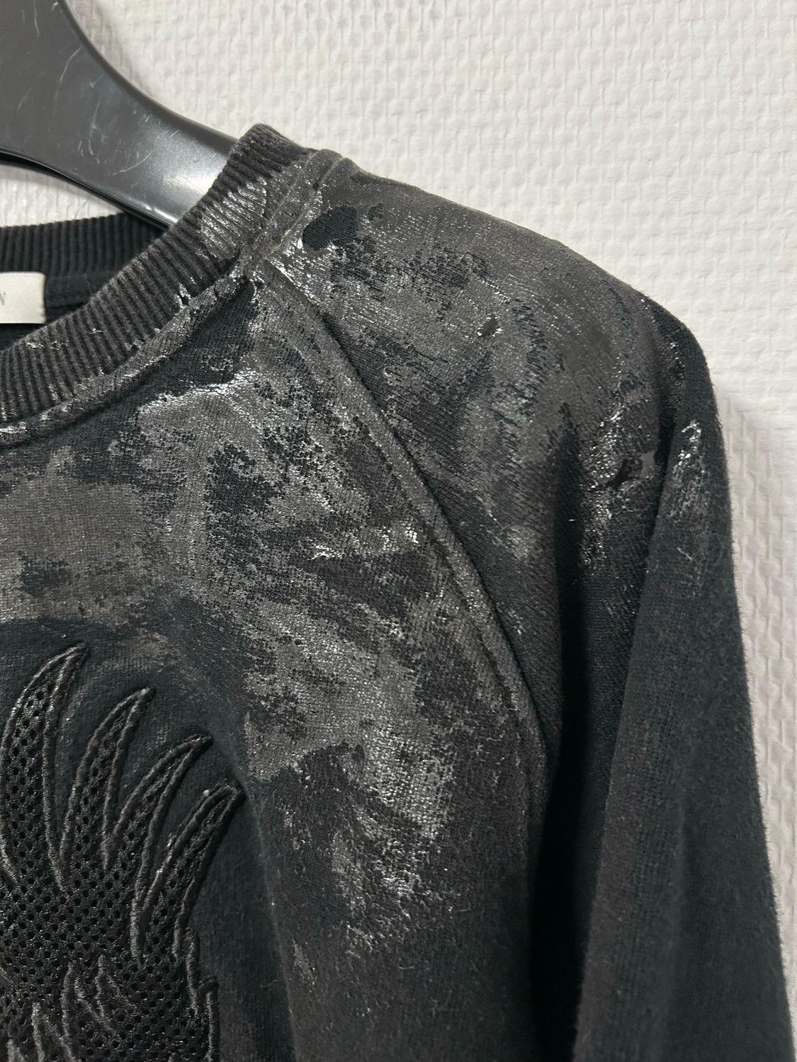 Balmain 2011 Embroidered Eagle Logo Waxed Crewneck