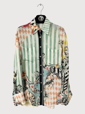 Balmain by Olivier Rousteing SS2017 Baroque Palm Tree Silk Shirt