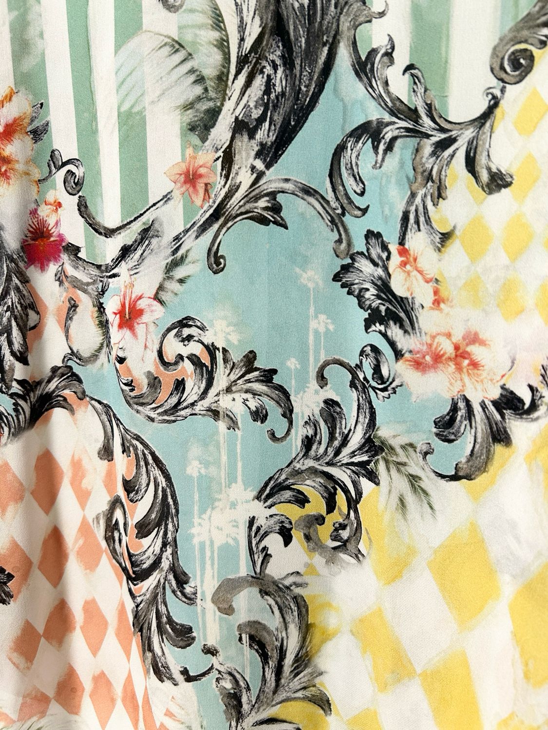 Balmain by Olivier Rousteing SS2017 Baroque Palm Tree Silk Shirt