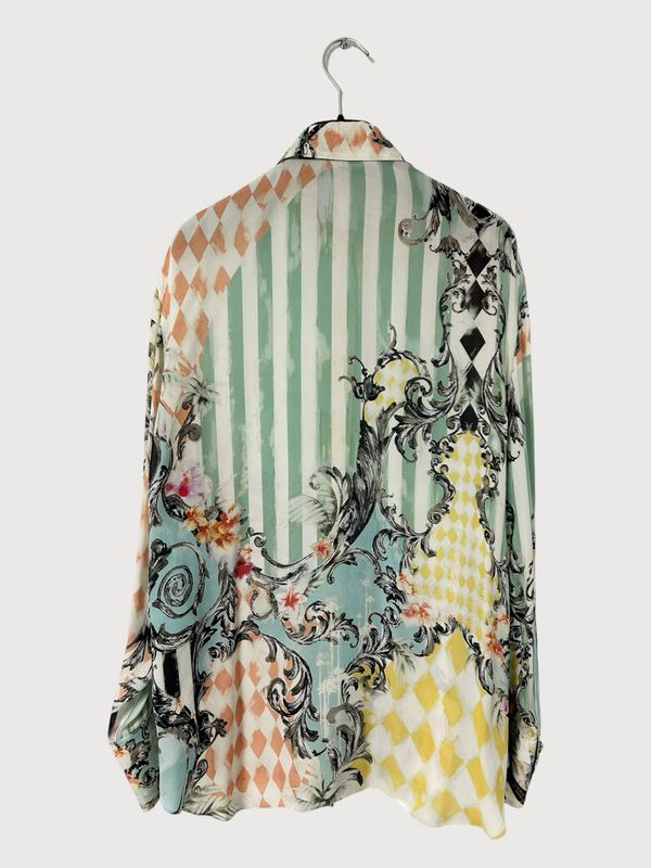 Balmain by Olivier Rousteing SS2017 Baroque Palm Tree Silk Shirt