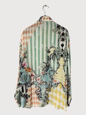 Balmain by Olivier Rousteing SS2017 Baroque Palm Tree Silk Shirt