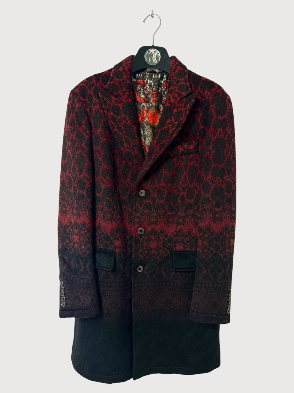 Cavalli FW2014 Red Mohair Baroque Serpent Coat