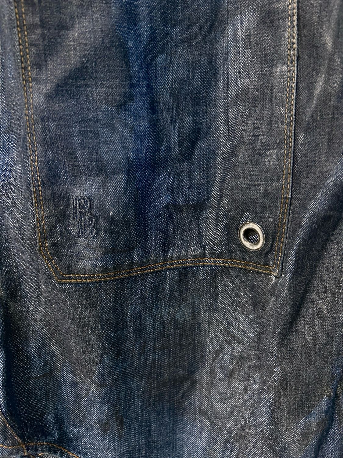 Balmain 2012 Waxed Cargo Denim Shirt