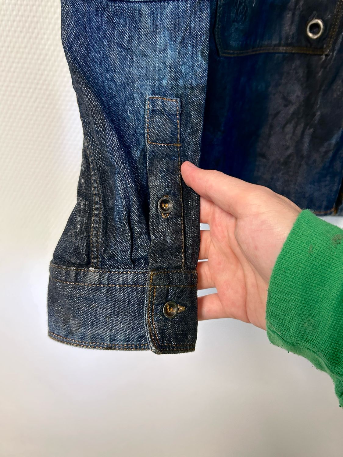 Balmain 2012 Waxed Cargo Denim Shirt
