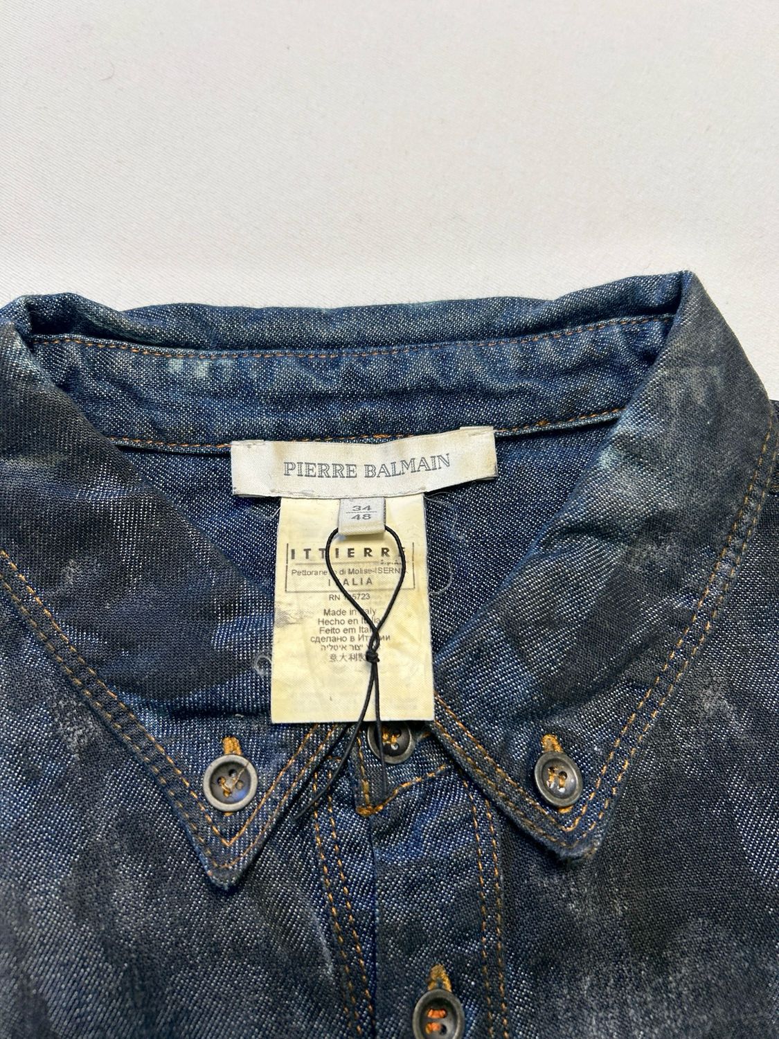 Balmain 2012 Waxed Cargo Denim Shirt