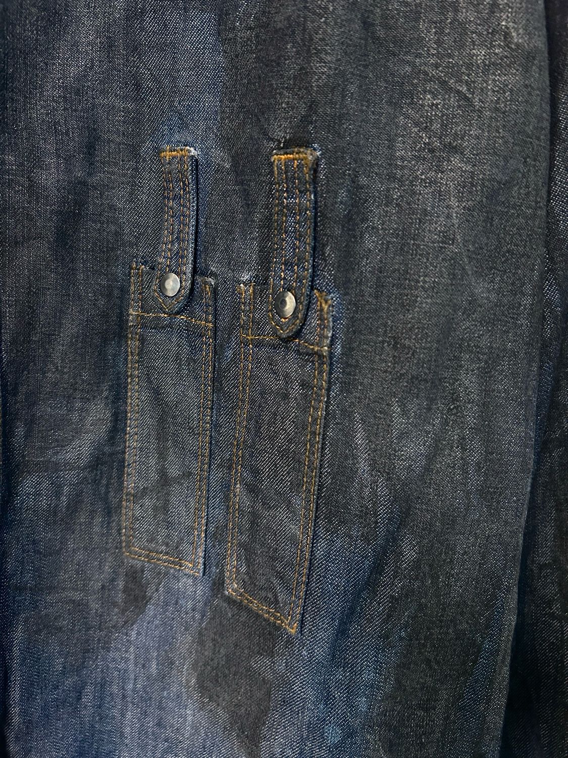 Balmain 2012 Waxed Cargo Denim Shirt