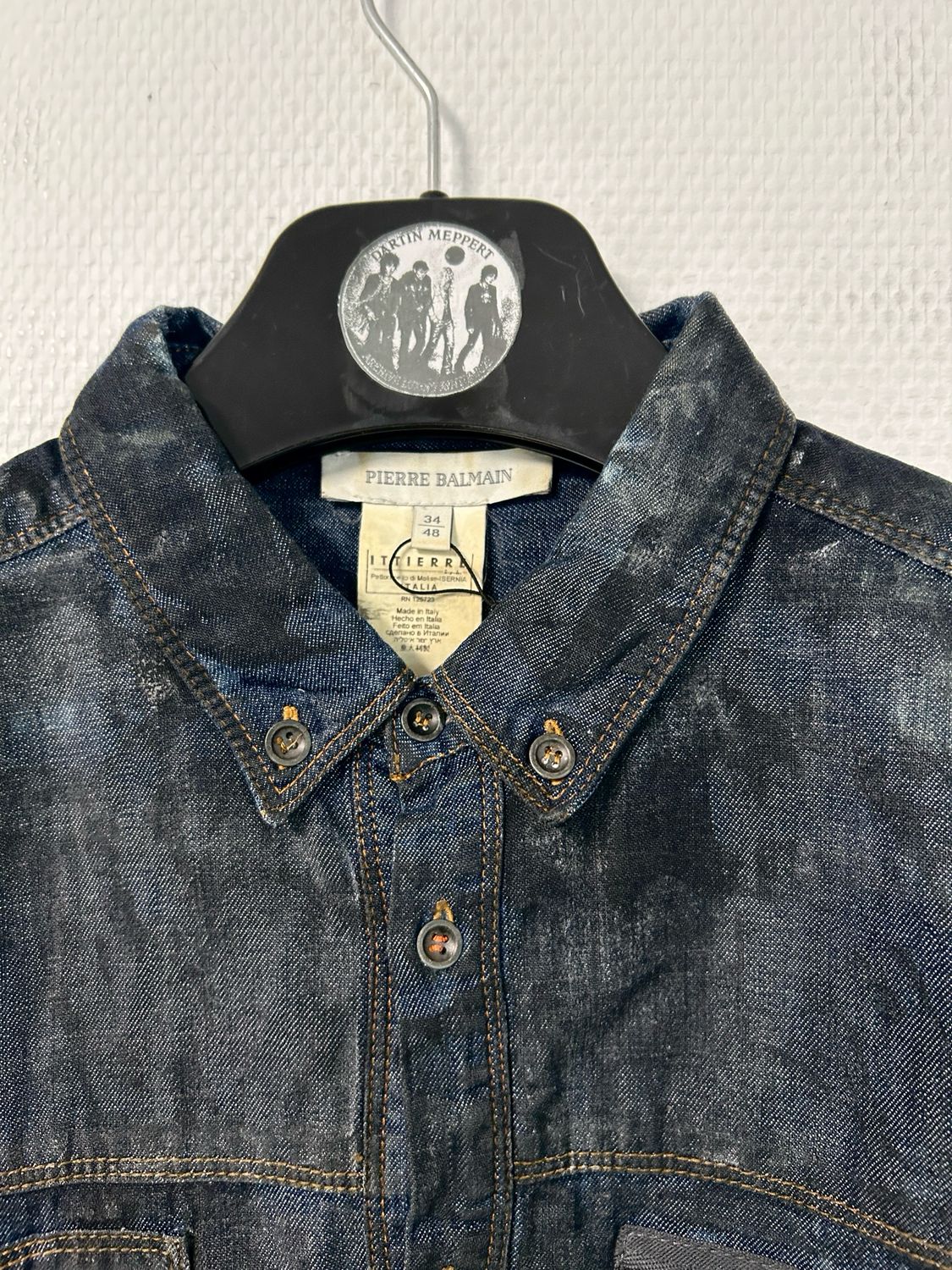 Balmain 2012 Waxed Cargo Denim Shirt