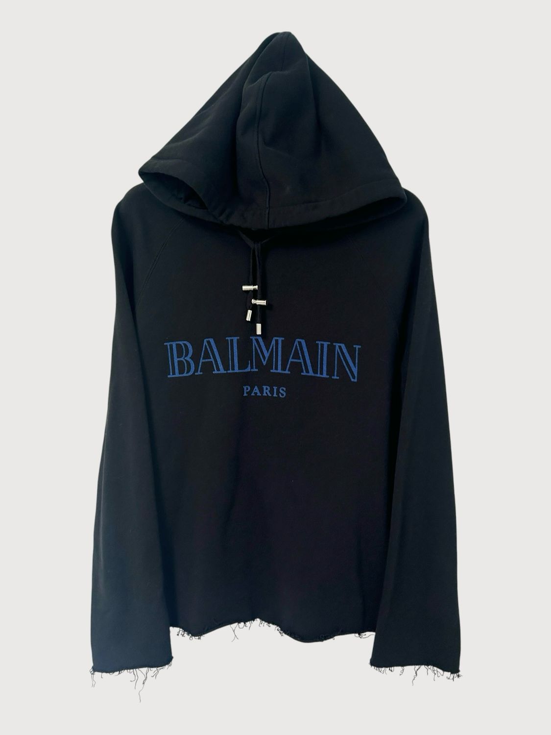Balmain by Olivier Rousteing FW2013 Raw Cut Logo Hoodie