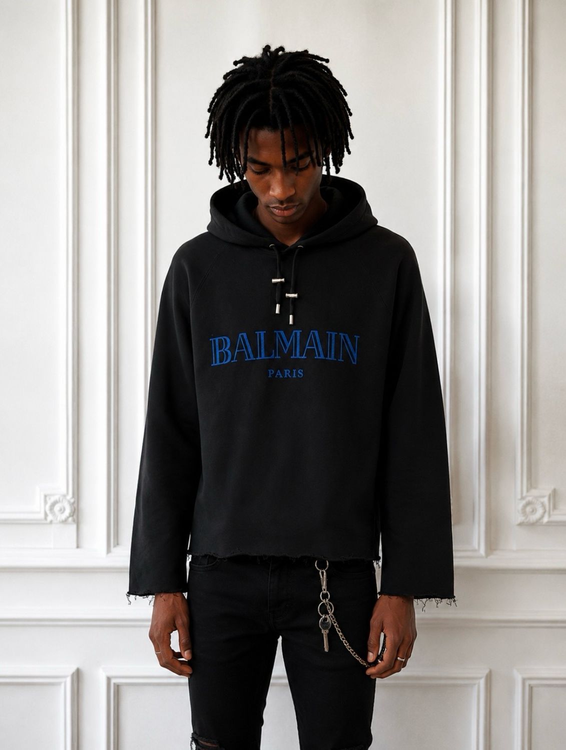 Balmain by Olivier Rousteing FW2013 Raw Cut Logo Hoodie