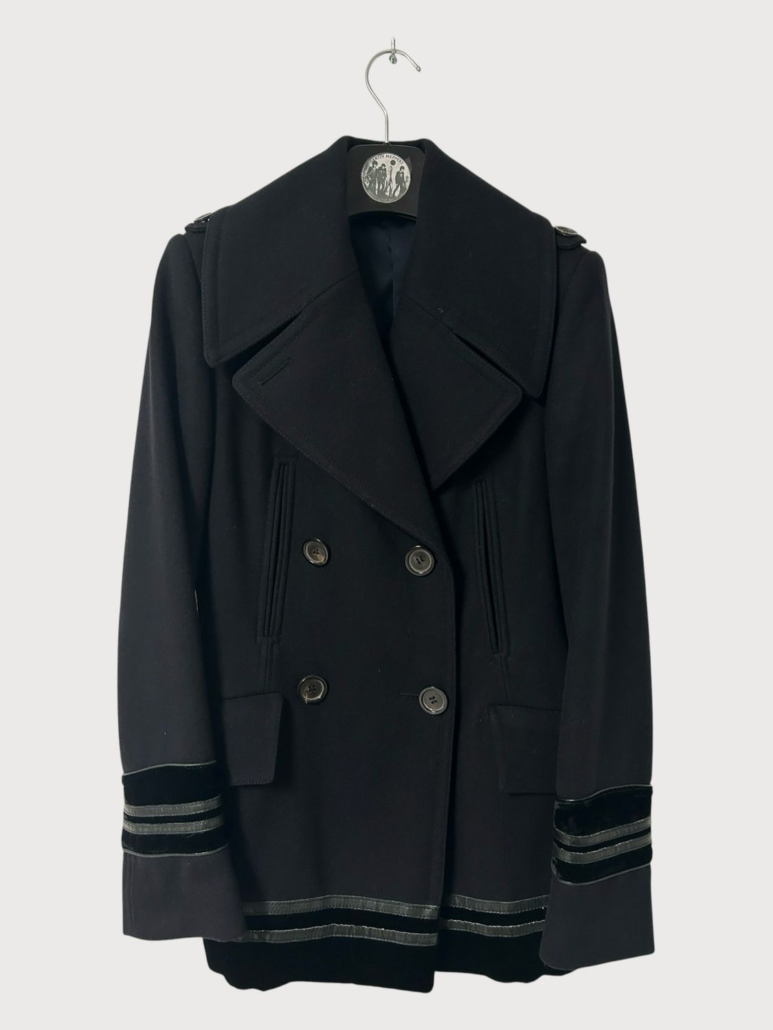 Gucci by Tom Ford FW2005 Velvet Trim Officer Peacoat Jacket