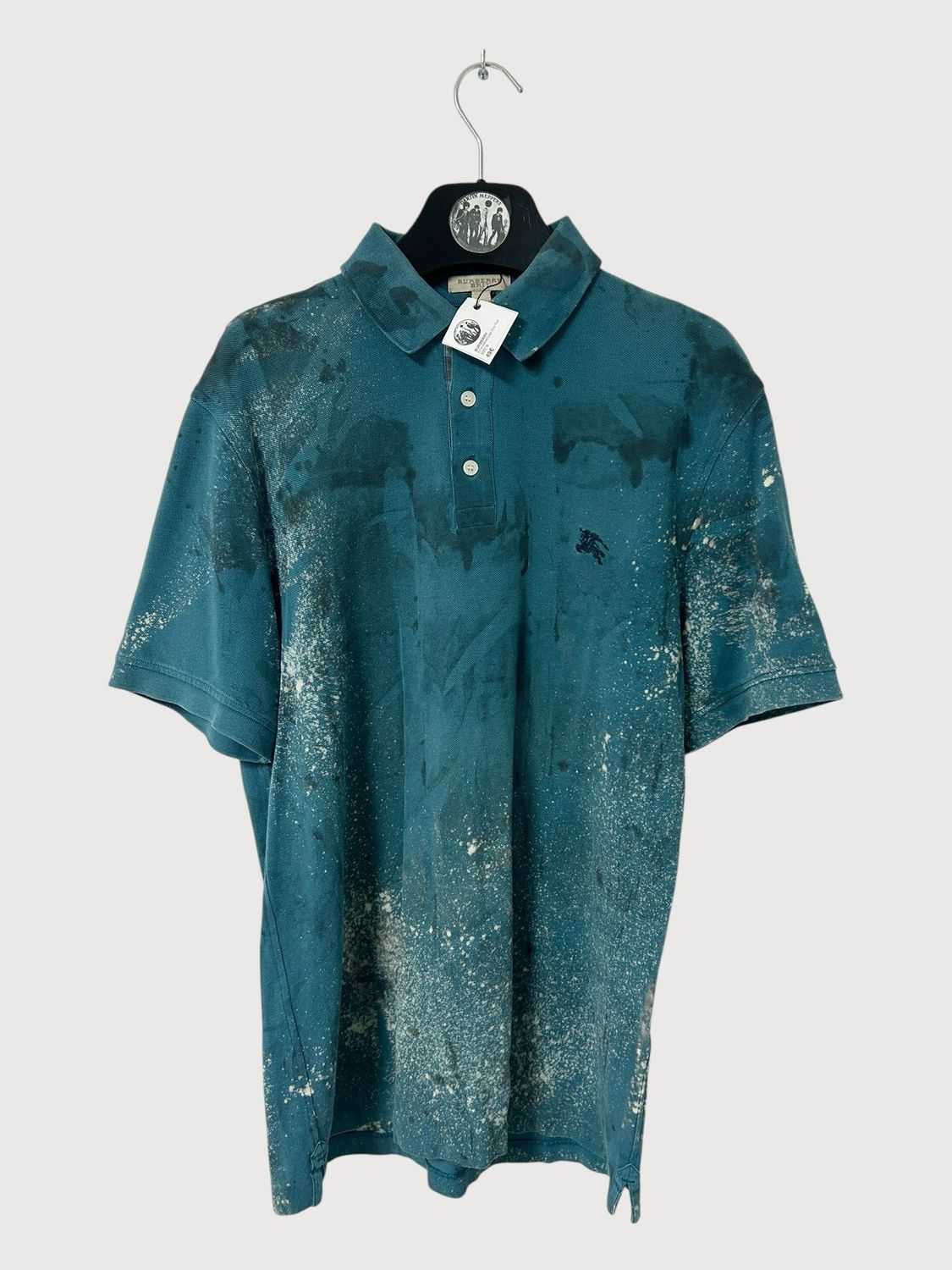 Burberry Teal Embroidered Logo Polo Shirt