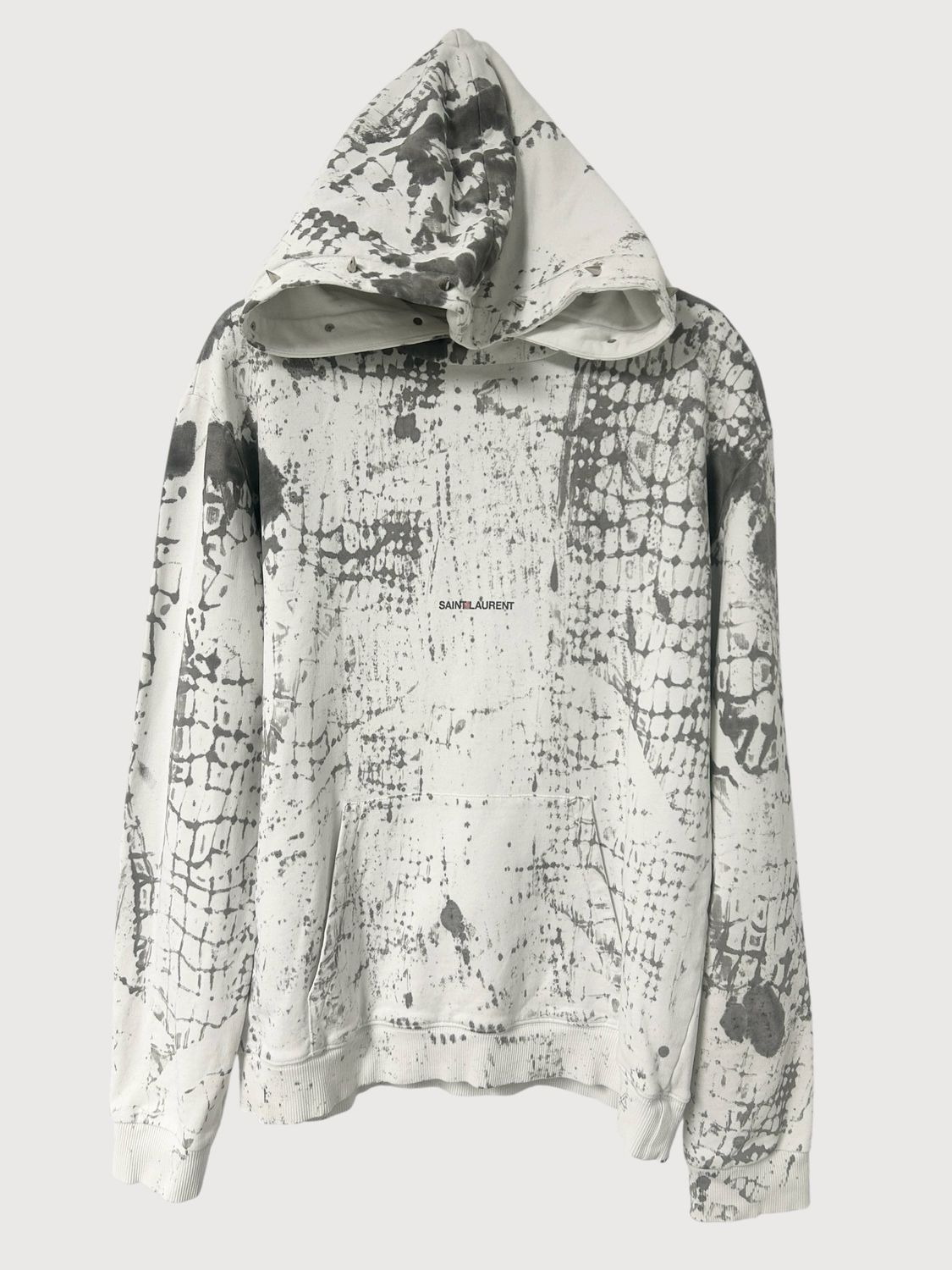 Saint Laurent Paris by Anthony Vaccarello SS2017 Croc Print Spiked Logo Hoodie
