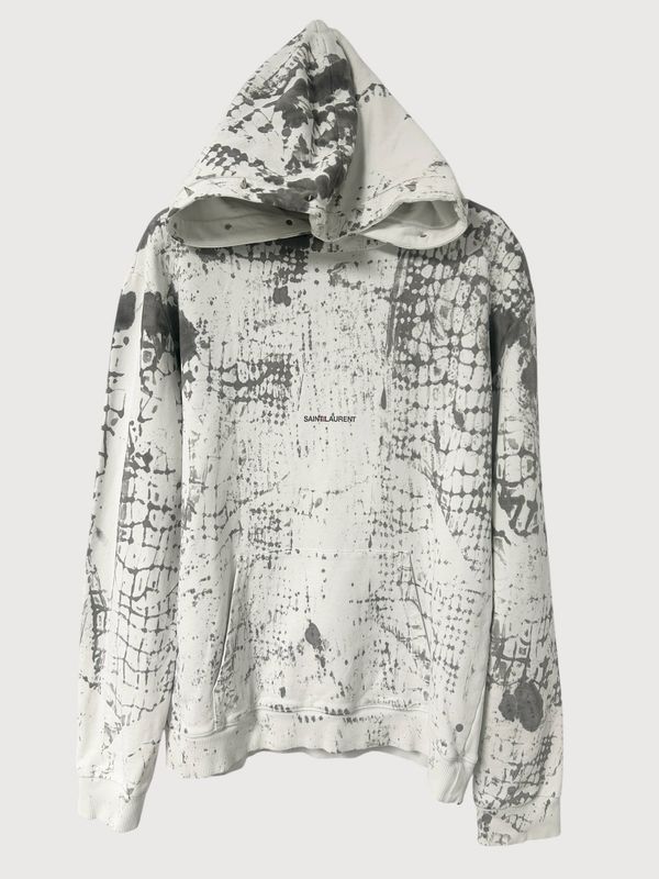 Saint Laurent Paris by Anthony Vaccarello SS2017 Croc Print Spiked Logo Hoodie