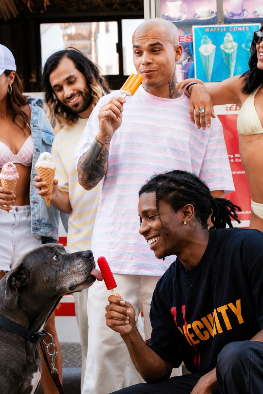 GUESS by A$AP Rocky SS2016 Embroidered Dollar Logo Striped T-Shirt