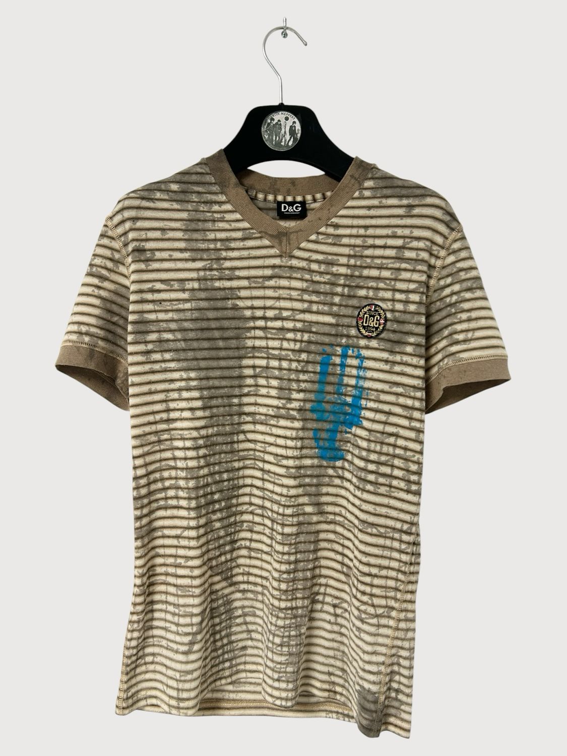 Dolce &amp; Gabbana  2000s Crest Patch Striped T-Shirt