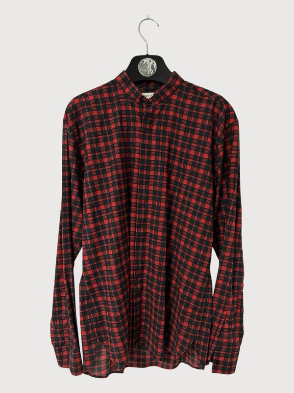 Saint Laurent Paris by Hedi Slimane FW2016 Plaid Officer Collar Shirt