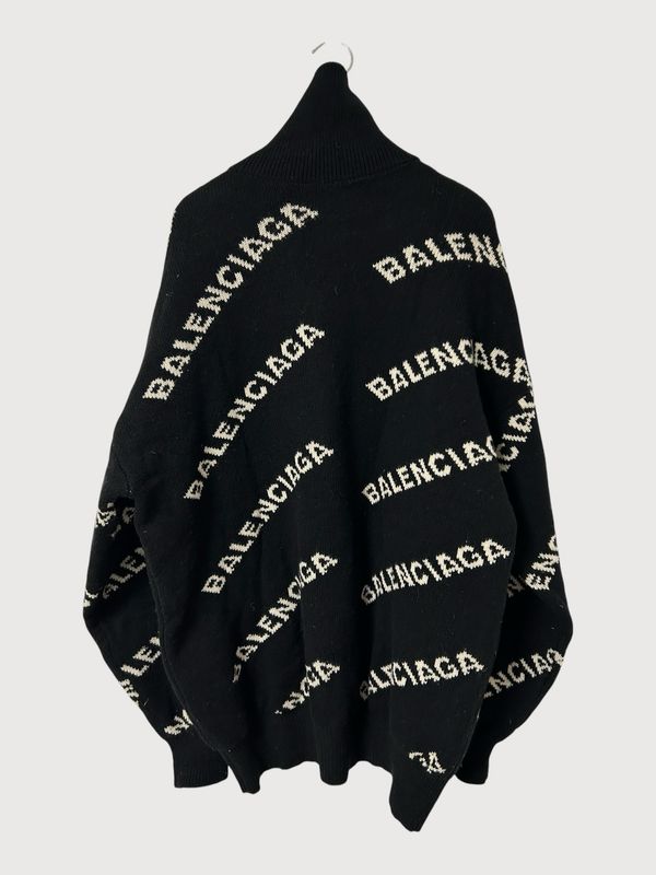 Balenciaga by Demna Gvasalia FW2018 All Over Logo Half Zip Knit
