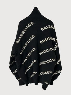 Balenciaga by Demna Gvasalia FW2018 All Over Logo Half Zip Knit