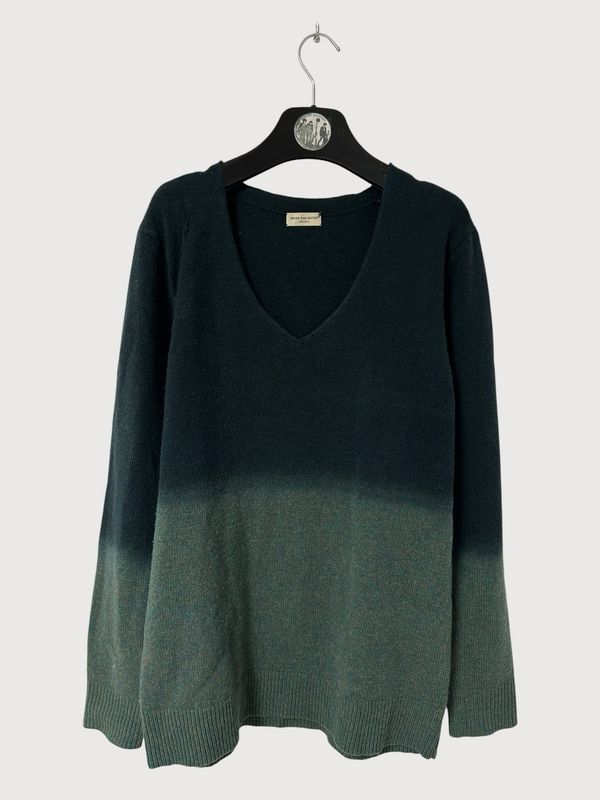 Dries Van Noten FW2004 Ombre V-Neck Wool Knit