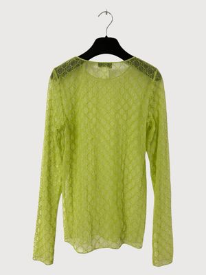 Gucci by Alessandro Michele SS2021 Sample GG Monogram Acid Green Mesh Long Sleeve